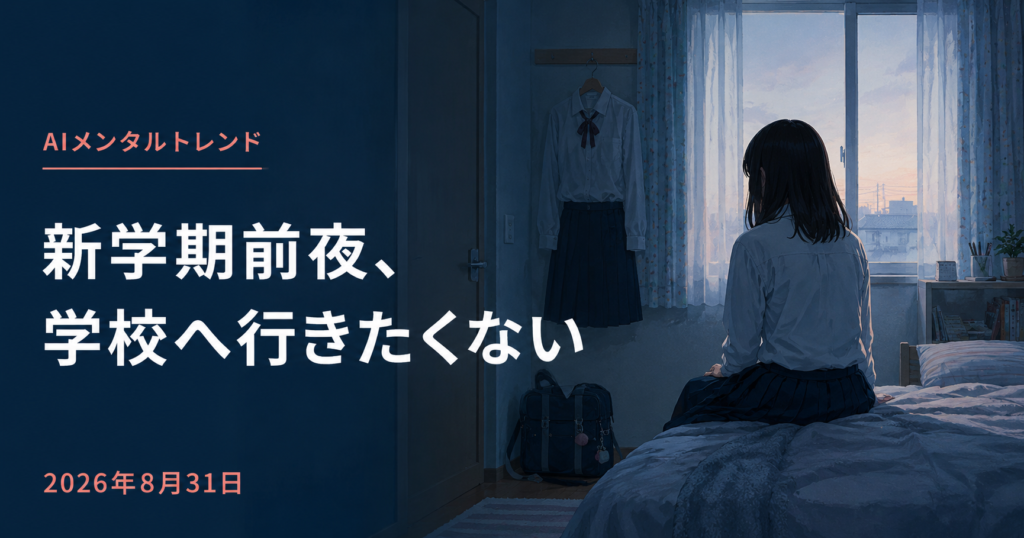 今日のメンタルトレンド｜新学期前夜に重なる「学校へ行きたくない」【2026年8月31日】